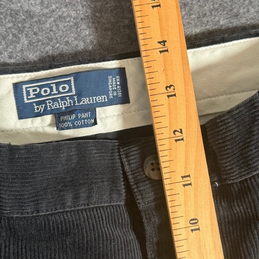 VTG Y2K Polo Ralph Lauren Philip Pant Mens 35x32 Black Corduroy Classic Fit NWT - Picture 8 of 12